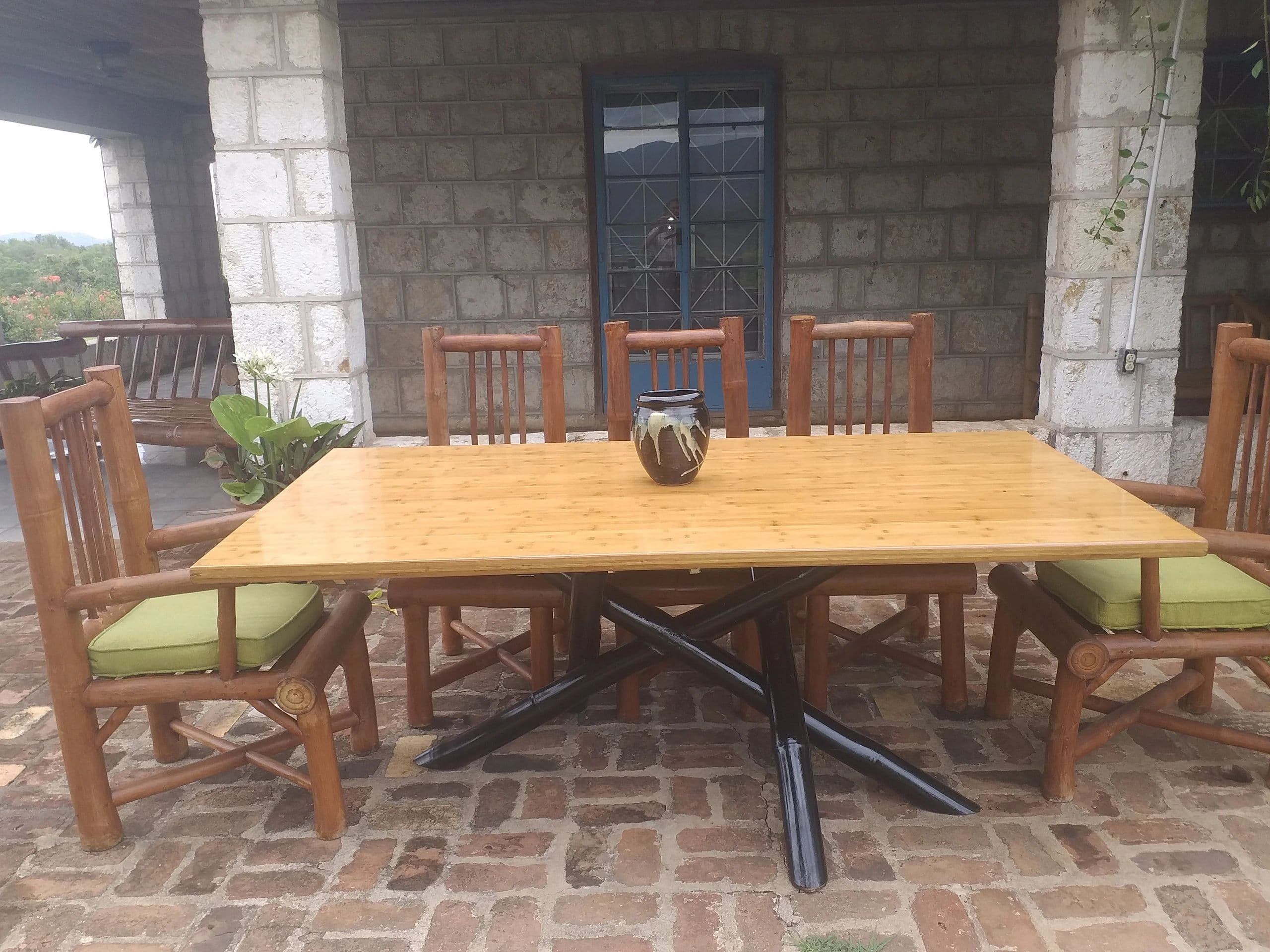 Pedestal Bamboo Table