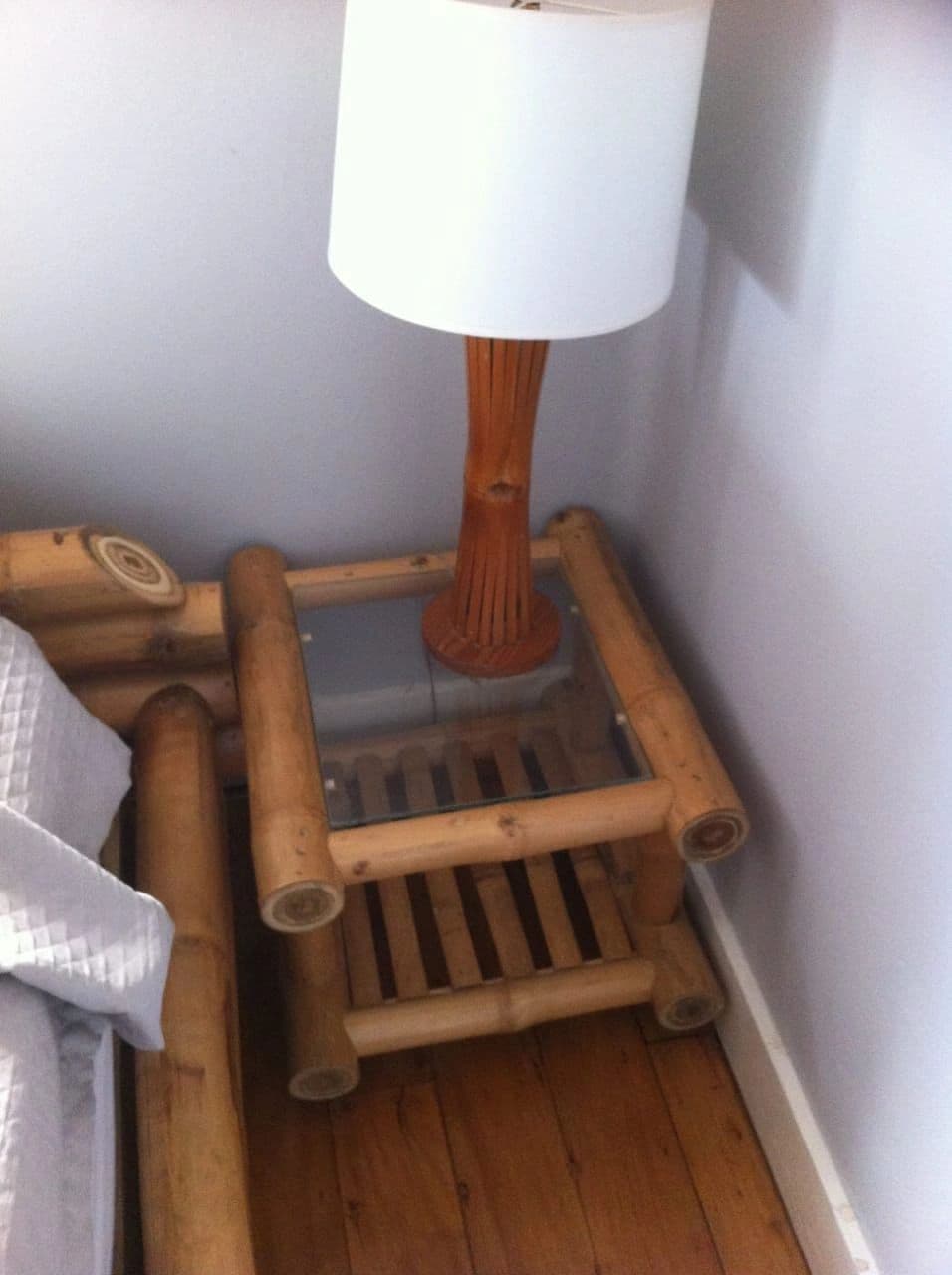 Golden Eye Glass Top Side Table — handcrafted bamboo furniture made in Jamaica by Bamboo Factory Store
